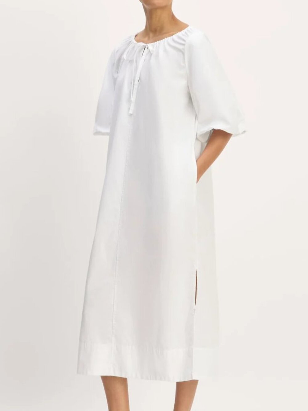NWT Everlane The Supima Puff-Sleeve Dress White, Size XXS & S, Retail $128